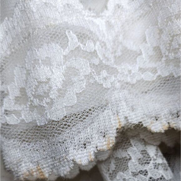 Vintage 50s Cream CottagecoreāFloral Lace Chantilly Maxi Tier Prom Dress / Sz: S - Picture 7 of 10